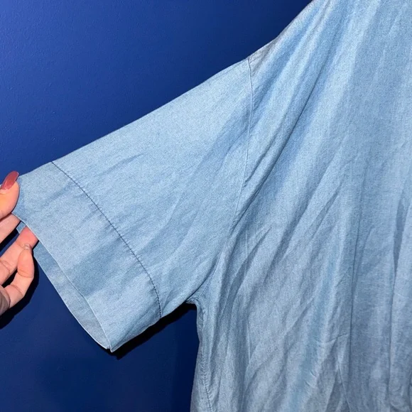 Rachel Roy-NWOT Light Blue Denim Wrap Blouse Size Medium - Picture 6 of 17